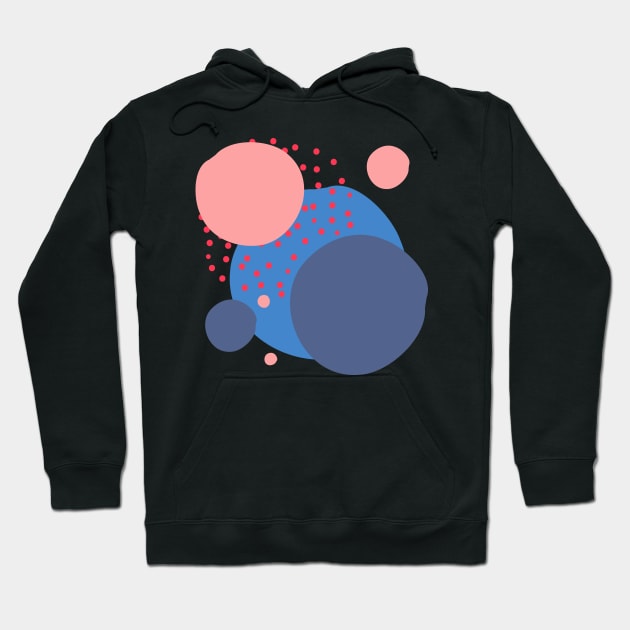 Art circles and dots pattern - dark blue pink and red Hoodie by Fireflies